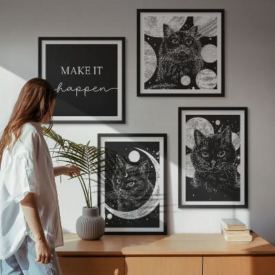 Galleria a parete Gatti neri luna pianeta