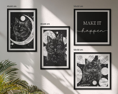 Galleria a parete Gatti neri luna pianeta