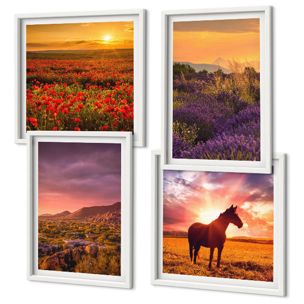 Galleria a parete Paesaggio montano, cavallo, lavanda