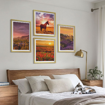 Galleria a parete Paesaggio montano, cavallo, lavanda