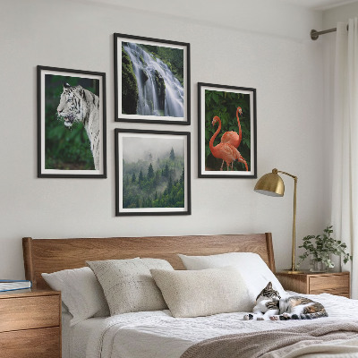 Galleria a parete cascata della tigre fenicotteri natura