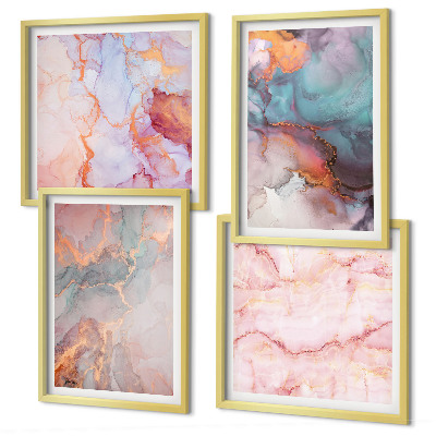 Composizione di 4 quadri Motivi astratti dai colori pastello