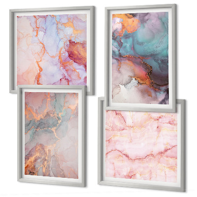 Composizione di 4 quadri Motivi astratti dai colori pastello