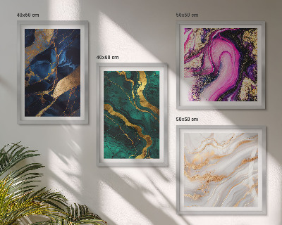 Composizione di 4 quadri Marmo astratto con colori
