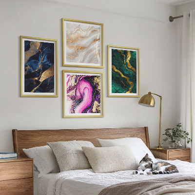 Composizione di 4 quadri Marmo astratto con colori