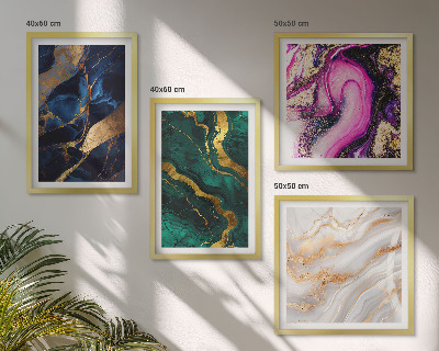 Composizione di 4 quadri Marmo astratto con colori