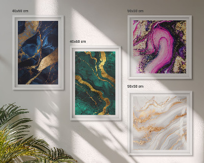 Composizione di 4 quadri Marmo astratto con colori