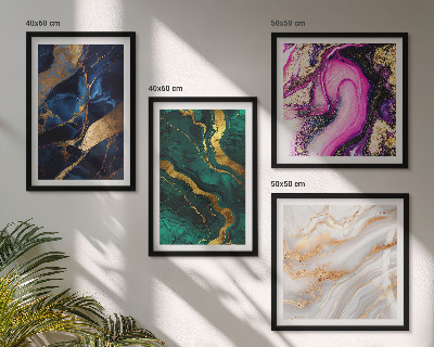 Composizione di 4 quadri Marmo astratto con colori