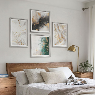 Polittico con cornice Motivi astratti bianco nero verde