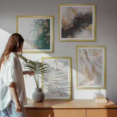 Polittico con cornice Motivi astratti bianco nero verde