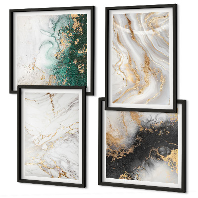 Polittico con cornice Motivi astratti bianco nero verde