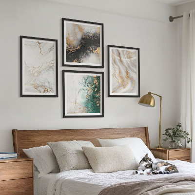 Polittico con cornice Motivi astratti bianco nero verde
