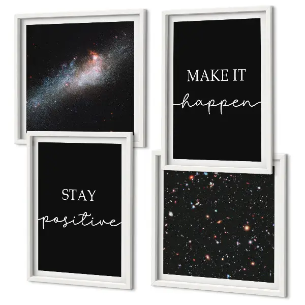 Quadretto decorativo da parete con slogan motivazionali sul tema dello spazio e delle stelle