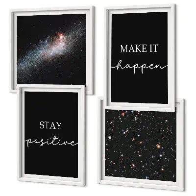 Quadretto decorativo da parete con slogan motivazionali sul tema dello spazio e delle stelle