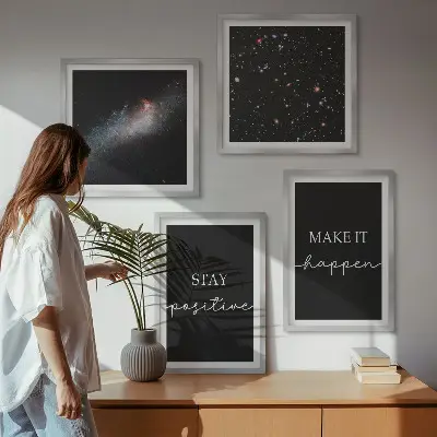 Quadretto decorativo da parete con slogan motivazionali sul tema dello spazio e delle stelle