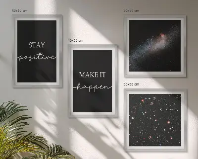 Quadretto decorativo da parete con slogan motivazionali sul tema dello spazio e delle stelle