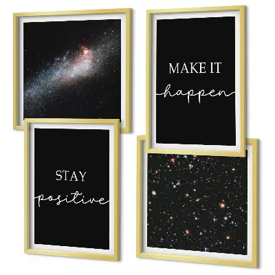Quadretto decorativo da parete con slogan motivazionali sul tema dello spazio e delle stelle