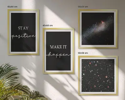 Quadretto decorativo da parete con slogan motivazionali sul tema dello spazio e delle stelle