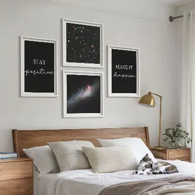 Quadretto decorativo da parete con slogan motivazionali sul tema dello spazio e delle stelle