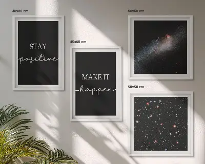 Quadretto decorativo da parete con slogan motivazionali sul tema dello spazio e delle stelle