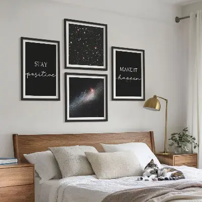 Quadretto decorativo da parete con slogan motivazionali sul tema dello spazio e delle stelle