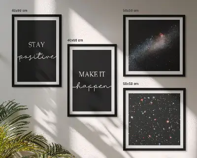 Quadretto decorativo da parete con slogan motivazionali sul tema dello spazio e delle stelle