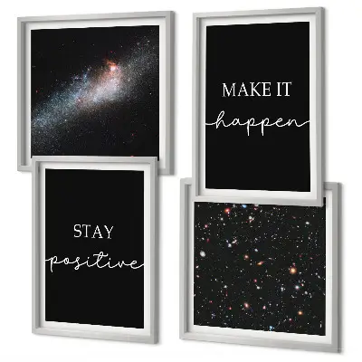 Quadretto decorativo da parete con slogan motivazionali sul tema dello spazio e delle stelle