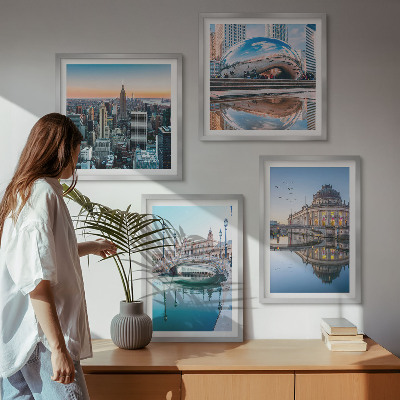 Composizione di 4 quadri Architettura delle città sull'acqua