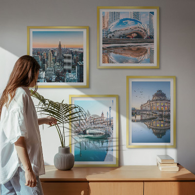Composizione di 4 quadri Architettura delle città sull'acqua