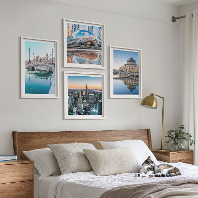 Composizione di 4 quadri Architettura delle città sull'acqua