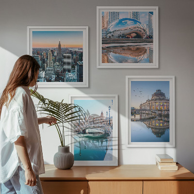 Composizione di 4 quadri Architettura delle città sull'acqua