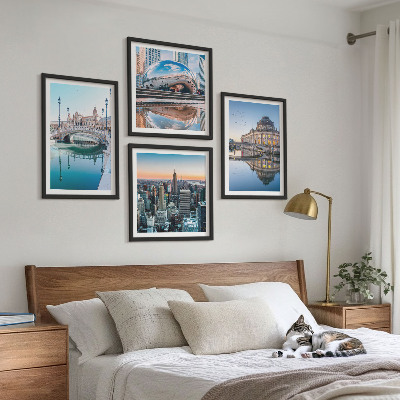 Composizione di 4 quadri Architettura delle città sull'acqua