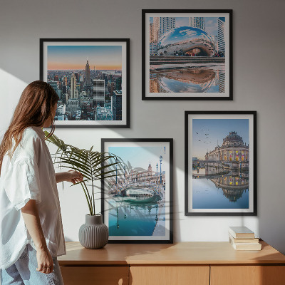 Composizione di 4 quadri Architettura delle città sull'acqua