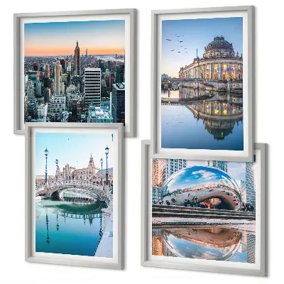 Architettura delle città sull'acqua composizione di 4 quadri