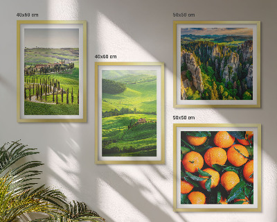 Polittico con cornice campagna italiana, arance, natura