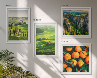 Polittico con cornice campagna italiana, arance, natura