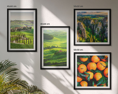 Polittico con cornice campagna italiana, arance, natura