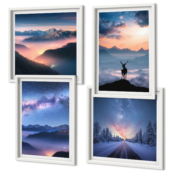 Galleria a parete cielo notturno montagne nebbia cervo