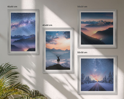 Galleria a parete cielo notturno montagne nebbia cervo