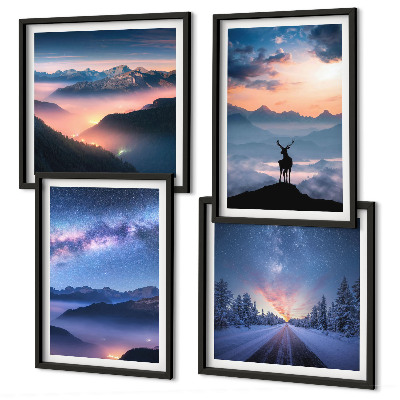 Galleria a parete cielo notturno montagne nebbia cervo