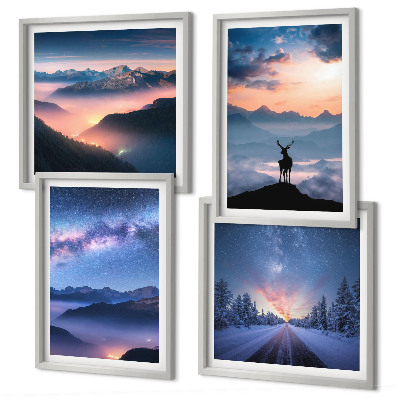 Galleria a parete cielo notturno montagne nebbia cervo