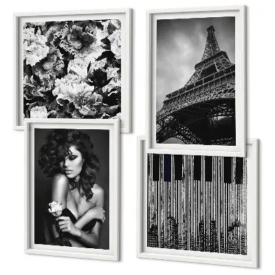 Galleria a parete ritratto di donna con rosa Eiffel