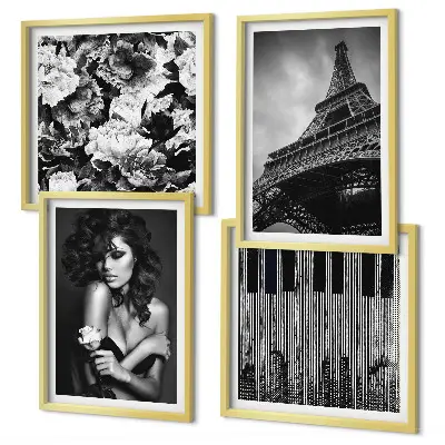Galleria a parete ritratto di donna con rosa Eiffel