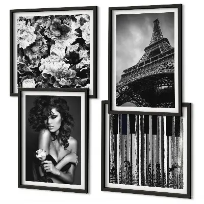 Galleria a parete ritratto di donna con rosa Eiffel