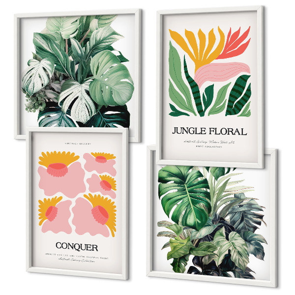 Polittico con cornice Fiori foglie poster moderni