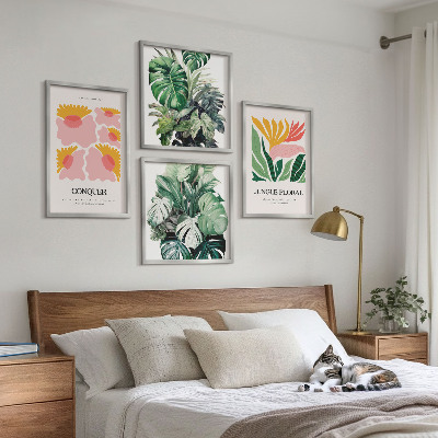 Polittico con cornice Fiori foglie poster moderni
