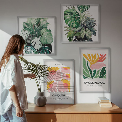 Polittico con cornice Fiori foglie poster moderni