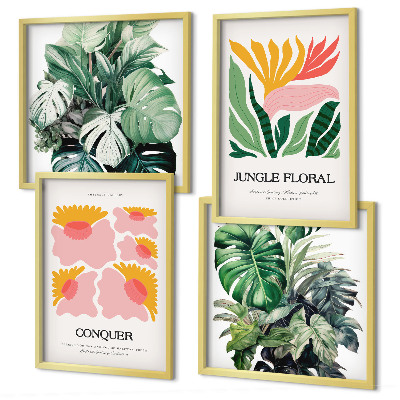 Polittico con cornice Fiori foglie poster moderni