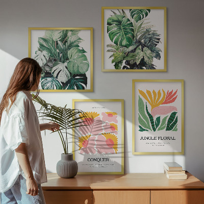 Polittico con cornice Fiori foglie poster moderni