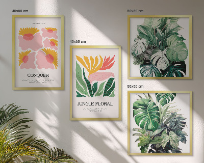 Polittico con cornice Fiori foglie poster moderni